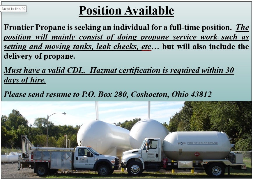 Propane position available